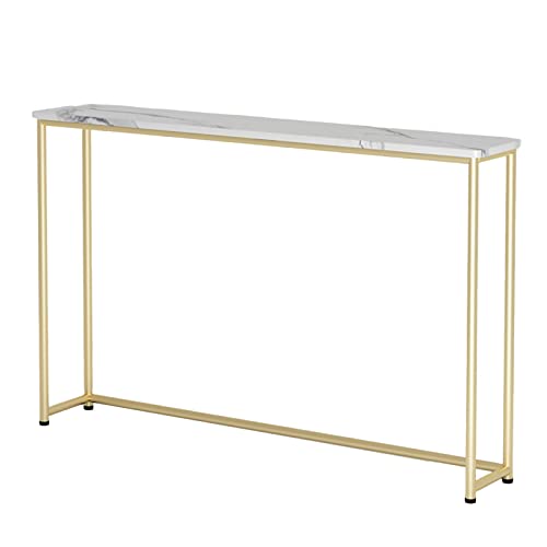 Schmaler Konsolentisch mit goldenem Ständer, modernes Design für enge Räume, perfekt hinter Sofa oder Eingangsbereich Schmaler Konsolentisch mit goldenem Ständer, modernes Design für enge Räume, perfekt hinter Sofa oder Eingangsbereich von Generisch