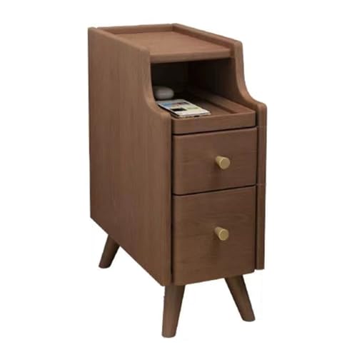 Schmaler Nachttisch aus Walnussholz, mit 2 Schubladen und ausziehbarem Regal, platzsparende Aufbewahrung für Schlafzimmer & Wohnzimmer, 20 cm, kompaktes Design, stilvolle Holzmöbel Schmaler Nachttisch aus Walnussholz, mit 2 Schubladen und ausziehbarem Regal, platzsparende Aufbewahrung für Schlafzimmer & Wohnzimmer, 20 cm, kompaktes Design, stilvolle Holzmöbel von Generisch