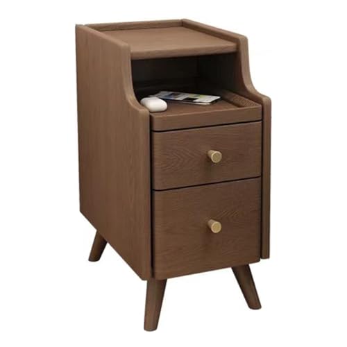 Schmaler Nachttisch aus Walnussholz, mit 2 Schubladen und ausziehbarem Regal, platzsparende Aufbewahrung für Schlafzimmer & Wohnzimmer, 25 cm breit, modernes Design, vielseitige Möbel Schmaler Nachttisch aus Walnussholz, mit 2 Schubladen und ausziehbarem Regal, platzsparende Aufbewahrung für Schlafzimmer & Wohnzimmer, 25 cm breit, modernes Design, vielseitige Möbel von Generisch