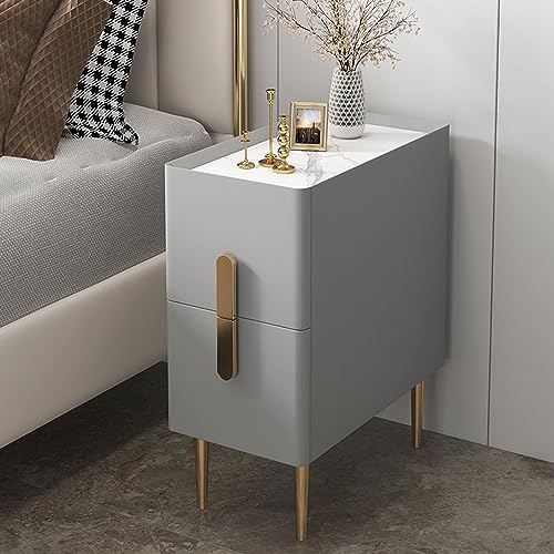 Schmaler Nachttisch mit 2 Schubladen, moderner minimalistischer Nachttisch für kleine Räume, ideal für Wohnzimmer, Schlafzimmer, Badezimmer und Balkon, kompaktes Design in Grau (30 cm Breite) von Generisch