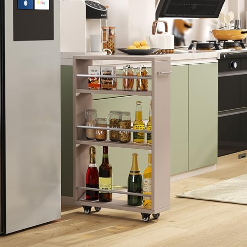 Schmaler Rollwagen – freistehendes mobiles Regal aus Holz und Metall für Wohnzimmer, Heimbüro, Schlafzimmer und Balkon – vielseitiges ausziehbares Design Schmaler Rollwagen – freistehendes mobiles Regal aus Holz und Metall für Wohnzimmer, Heimbüro, Schlafzimmer und Balkon – vielseitiges ausziehbares Design von Generisch