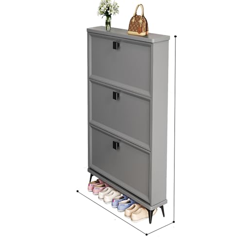 Schmaler Schuhschrank aus Holz – stilvoller Eingangsbereich mit verstellbaren Regalen, offener Stauraum und Kippeimer-Design – verschiedene Größen und Farben (weiß, 50 cm) – perfekt für kleine Räume von Generisch