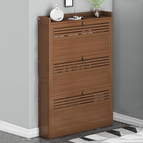 Schmaler Schuhschrank mit 3 Falttüren, Dunkelbraun, Schuhaufbewahrung aus Holz, für Flur, Eingangsbereich, Schlafzimmer, Schlafsaal, stilvoll und platzsparend Schmaler Schuhschrank mit 3 Falttüren, Dunkelbraun, Schuhaufbewahrung aus Holz, für Flur, Eingangsbereich, Schlafzimmer, Schlafsaal, stilvoll und platzsparend von Generisch