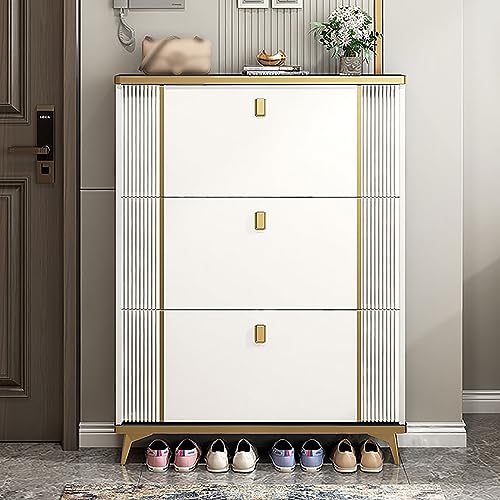 Schmaler Schuhschrank mit 3 Klappschubladen, hoher, freistehender Schuhschrank, versteckter Stauraum für Schrank, Flur und Schlafzimmer, Kippeimer-Design für einfachen Zugang Schmaler Schuhschrank mit 3 Klappschubladen, hoher, freistehender Schuhschrank, versteckter Stauraum für Schrank, Flur und Schlafzimmer, Kippeimer-Design für einfachen Zugang von Generisch