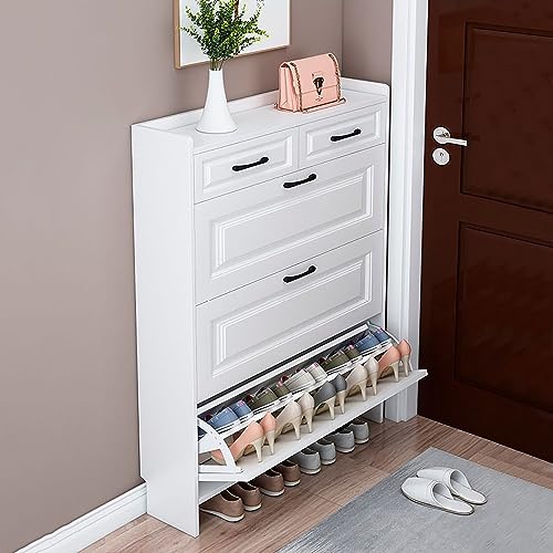 Schmaler Schuhschrank mit 3 Klappschubladen, platzsparendes verstecktes Schuhregal für Eingangsbereich, Flur und Schrank, stilvolle Aufbewahrungslösung für Schuhe Schmaler Schuhschrank mit 3 Klappschubladen, platzsparendes verstecktes Schuhregal für Eingangsbereich, Flur und Schrank, stilvolle Aufbewahrungslösung für Schuhe von Generisch