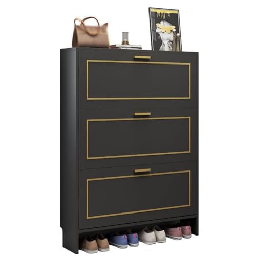 Schmaler Schuhschrank mit 3 Türen – schmales Schuhregal und freistehender Schuhständer für Eingangsbereich, Flur oder Wohnzimmer – großer Schreibtisch Schmaler Schuhschrank mit 3 Türen – schmales Schuhregal und freistehender Schuhständer für Eingangsbereich, Flur oder Wohnzimmer – großer Schreibtisch von Generisch