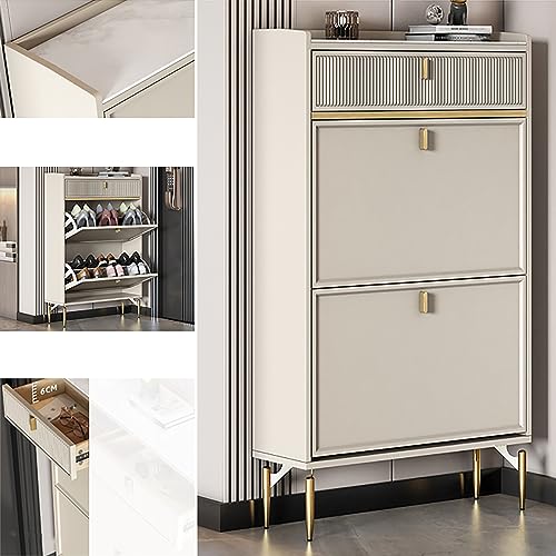 Schmaler Schuhschrank – schmaler Flurschrank mit versteckter Klappe und Schieferplatte. von Generisch