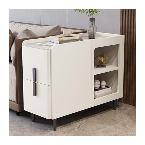Schmaler Sofa-Beistellschrank - Mobiler Ecktisch mit Stauraum Steinplatte Design Beige Lackierung ideal für Wohnzimmer & kleine Räume Stilvolle Möbellösung Schmaler Sofa-Beistellschrank - Mobiler Ecktisch mit Stauraum Steinplatte Design Beige Lackierung ideal für Wohnzimmer & kleine Räume Stilvolle Möbellösung von Generisch