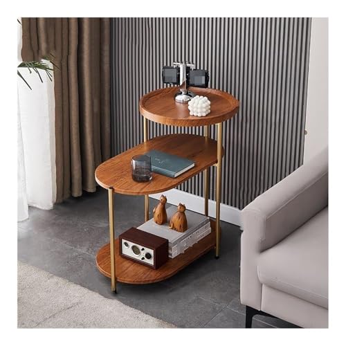 Schmaler goldener Beistelltisch, 3-stöckiger Nachttisch mit Metallrahmen, kleiner Beistelltisch, moderner Couchtisch, Holz- und Metallaufbewahrungsregal für Schlafzimmer & Wohnzimmer Schmaler goldener Beistelltisch, 3-stöckiger Nachttisch mit Metallrahmen, kleiner Beistelltisch, moderner Couchtisch, Holz- und Metallaufbewahrungsregal für Schlafzimmer & Wohnzimmer von Generisch
