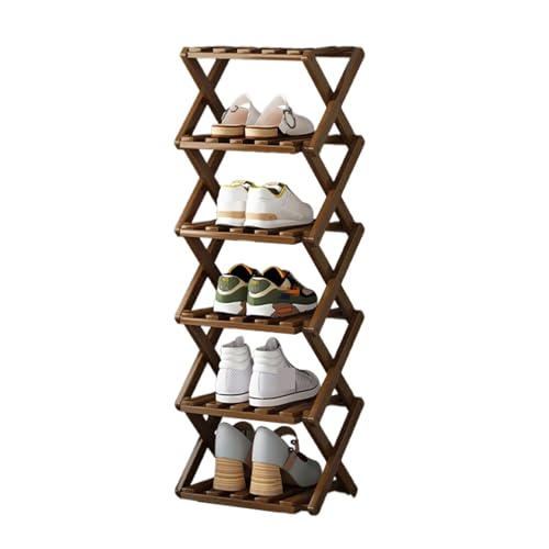 Schmales Schuhregal, 10 Etagen, Holz, platzsparend, zusammenklappbar, Schuhregal für Eingangsbereich, Flur, Schlafzimmer, Braun (26 x 26 x 88 cm) von Generisch