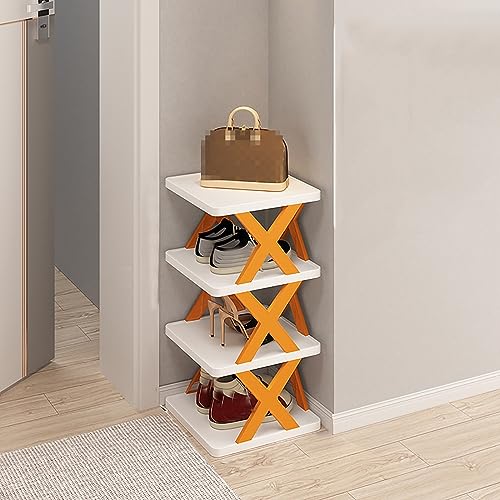 Schmales vertikales Schuhregal, multifunktional, für Eingangsbereich, Schlafzimmer oder Wohnzimmer, stilvolle Schuhaufbewahrungslösung (Farbe: Orange) von Generisch