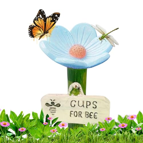 Schmetterlings-Bewässerungsstation, blumenförmige Bienen-Futterstation, Trinkbecher – bunte Schmetterlingsbecher, Bestäuber, Futterspender für Garten, Rasen, Weg, Auffahrt, Terrasse von Generisch