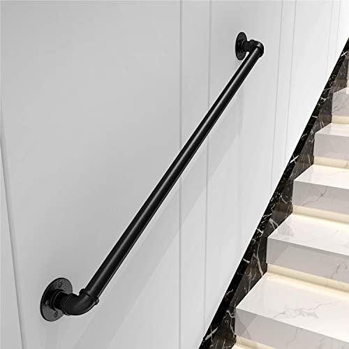 Schmiedeeiserne Treppe im Industrie-Stil, 5,2 m, rutschfest, für Innen- und Außenbereich, Rohr-Design für verbesserte Stabilität und Unterstützung von Generisch