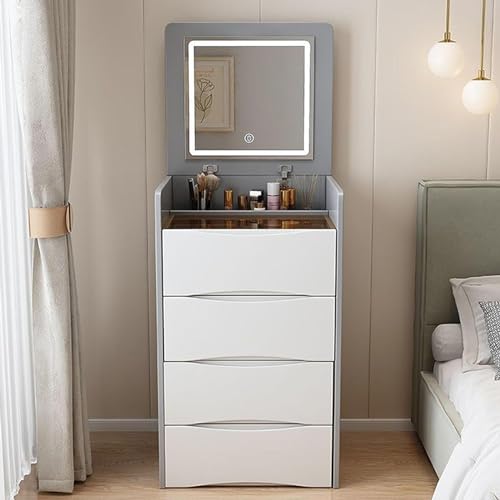 Schminkstation mit Lichtern - Moderner multifunktionaler Waschtischunterschrank, Schminktisch mit Schublade, LED-Spiegel, Hocker, kompaktes Design für Zuhause oder Schlafzimmer von Generisch