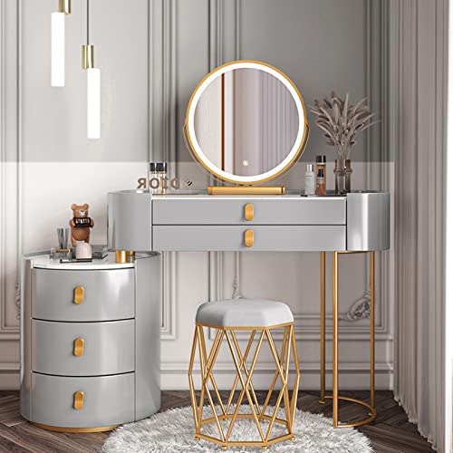 Schminktisch, Schminktisch, Schreibtisch-Set mit LED-Lichtern, Spiegel, modernes Ankleiden, 3 Farb-Beleuchtungsmodi, große Schubladen und Aufbewahrungsschrank, für Schlafzimmer, Badezimmer (Farbe Schminktisch, Schminktisch, Schreibtisch-Set mit LED-Lichtern, Spiegel, modernes Ankleiden, 3 Farb-Beleuchtungsmodi, große Schubladen und Aufbewahrungsschrank, für Schlafzimmer, Badezimmer (Farbe von Generisch