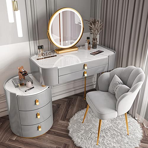 Schminktisch, Schminktisch, Schreibtisch-Set mit LED-Lichtern, Spiegel, modernes Ankleiden, 3 Farb-Beleuchtungsmodi, große Schubladen und Aufbewahrungsschrank, für Schlafzimmer, Badezimmer (Farbe Schminktisch, Schminktisch, Schreibtisch-Set mit LED-Lichtern, Spiegel, modernes Ankleiden, 3 Farb-Beleuchtungsmodi, große Schubladen und Aufbewahrungsschrank, für Schlafzimmer, Badezimmer (Farbe von Generisch