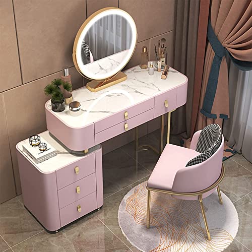 Schminktisch-Set mit Hocker und Spiegel, 6 Schubladen zur Aufbewahrung, Grau, Schlafzimmer, Kommode und Nachttisch, 100 cm, Rosa Schminktisch-Set mit Hocker und Spiegel, 6 Schubladen zur Aufbewahrung, Grau, Schlafzimmer, Kommode und Nachttisch, 100 cm, Rosa von Generisch
