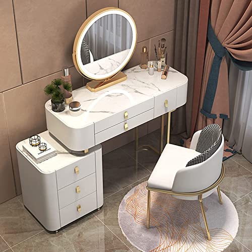 Schminktisch-Set mit Hocker und Spiegel, Schminktisch, 6 Schubladen, Schlafzimmer-Kommode, Nachttisch, Kommode, Kommode, Kombi zur Aufbewahrung, Weiß, 80 cm (Weiß, 100 cm) von Generisch