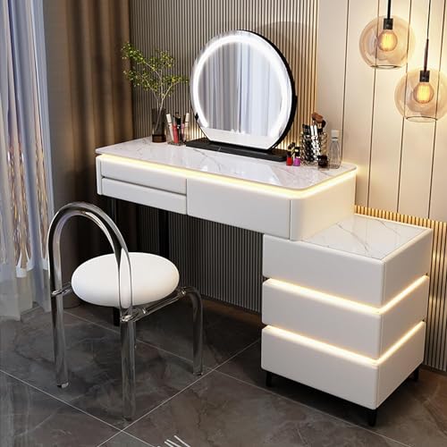 Schminktisch Set mit LED beleuchtetem Spiegel und beweglichem Seitenschrank - Eleganter Schminktisch für moderne Schlafzimmer Schminktisch Set mit LED beleuchtetem Spiegel und beweglichem Seitenschrank - Eleganter Schminktisch für moderne Schlafzimmer von Generisch