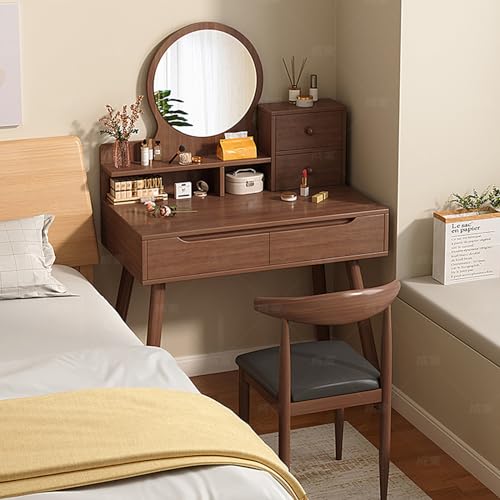 Schminktisch-Set mit Spiegel und Aufbewahrungsschrank, multifunktionales Design für Wohnzimmer oder Schlafzimmer, inklusive Schubladen und Stuhl, ideal für die Wohnung von Generisch