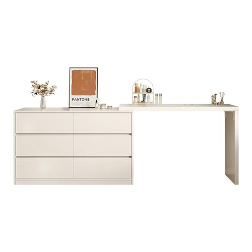 Schminktisch aus massivem Holz, 122 cm breit, mit dreifarbigem Wolkenspiegel und 6 Soft-Close-Schubladen, traditionell für Schlafzimmer Schminktisch aus massivem Holz, 122 cm breit, mit dreifarbigem Wolkenspiegel und 6 Soft-Close-Schubladen, traditionell für Schlafzimmer von Generisch