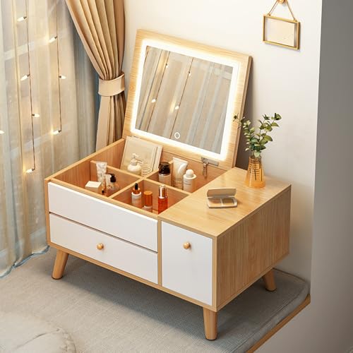 Schminktisch mit Spiegel und LED-Lichtern, Schminktisch Organizer mit Schublade, kompakte Schminkstation, stilvolle Schlafzimmermöbel, kleine Kommode für einfache Organisation Schminktisch mit Spiegel und LED-Lichtern, Schminktisch Organizer mit Schublade, kompakte Schminkstation, stilvolle Schlafzimmermöbel, kleine Kommode für einfache Organisation von Generisch