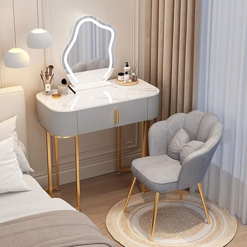 Schminktisch mit Spiegel und Lichtern, Schminktisch aus Holz mit Schubladen, moderner Schminktisch Schreibtisch für Schlafzimmer Schminktisch mit Spiegel und Lichtern, Schminktisch aus Holz mit Schubladen, moderner Schminktisch Schreibtisch für Schlafzimmer von Generisch