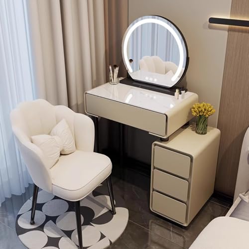 Schminktisch mit Spiegel und Lichtern, einstellbare Helligkeit, große Schubladen und Schränke, kompaktes Design Schminktisch mit Spiegel und Lichtern, einstellbare Helligkeit, große Schubladen und Schränke, kompaktes Design von Generisch