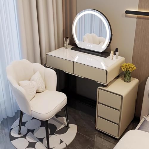 Schminktisch mit Spiegel und Lichtern, einstellbare Helligkeit, große Schubladen und Schränke, kompaktes Design Schminktisch mit Spiegel und Lichtern, einstellbare Helligkeit, große Schubladen und Schränke, kompaktes Design von Generisch