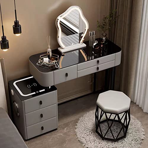 Schminktisch mit Touch-LED-beleuchtetem Spiegel, Schminktisch mit 3 Farbbeleuchtungsmodi, Aufbewahrungsschrank und Ladestation, Beige 1, Größe – perfekt für Schlafzimmer Glam! Schminktisch mit Touch-LED-beleuchtetem Spiegel, Schminktisch mit 3 Farbbeleuchtungsmodi, Aufbewahrungsschrank und Ladestation, Beige 1, Größe – perfekt für Schlafzimmer Glam! von Generisch