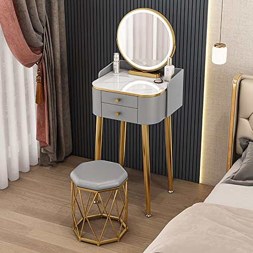 Schminktisch mit beleuchtetem Spiegel für kleines Schlafzimmer - Mini Schminktisch von Generisch