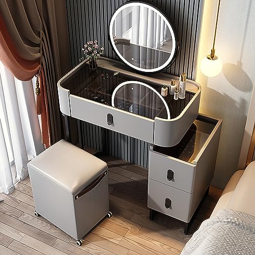 Schminktisch mit verstellbarem Helligkeitsspiegel und Schubladen, Schminktisch aus Holz für Schlafzimmer, Ankleidezimmer, perfekt für Mädchen und Frauen Schminktisch mit verstellbarem Helligkeitsspiegel und Schubladen, Schminktisch aus Holz für Schlafzimmer, Ankleidezimmer, perfekt für Mädchen und Frauen von Generisch