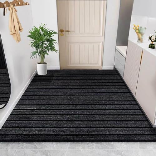 Schmutzfangmatte Für Balkon Innen Und Außen,Rutschfester Fußmatte Türmatte,Pflegeleicht,Waschbarer Teppichläufer Mit Außergewöhnlicher Wasseraufnahmefähigkeit,Sauberlaufmatte(Black,60x90cm) von Generisch