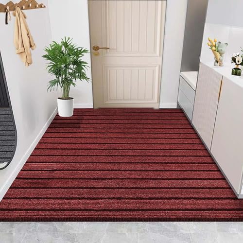 Schmutzfangmatte Für Balkon Innen Und Außen,Rutschfester Fußmatte Türmatte,Pflegeleicht,Waschbarer Teppichläufer Mit Außergewöhnlicher Wasseraufnahmefähigkeit,Sauberlaufmatte(Red,90x200cm) von Generisch