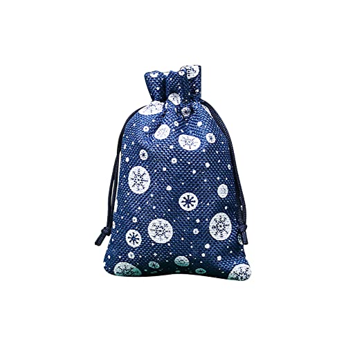 Schneeflocke Geschenk Kordelzug Leinen Süßigkeiten Leinen Baumwolle Tasche Weihnachten Tasche Aufbewahrung Aufbewahrungstaschen Stoffboxen für Aufbewahrungswürfel (M, M) von Generisch