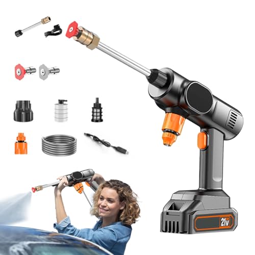Schnurloser Druckwaschmaschine, tragbare Leistungswaschmaschine 21V Handheld mit Düse für die Automobilreinigung der Automobilauffahrt. von Generisch