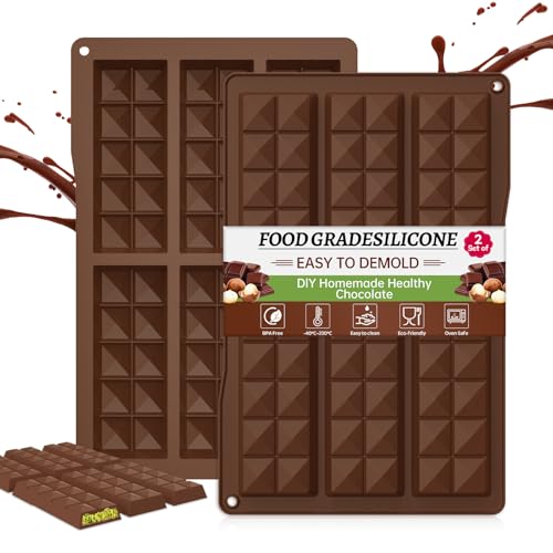 Schokoladenform Silikon Tief Diamant Dubai Schokolade Form,2 Stück Silikonform Schokoladen Schokoladentafel Tafel Form Diamant Einfache Handhabung für Schokoriegel Pralinen Snackschoki Süßigkeiten von Generisch