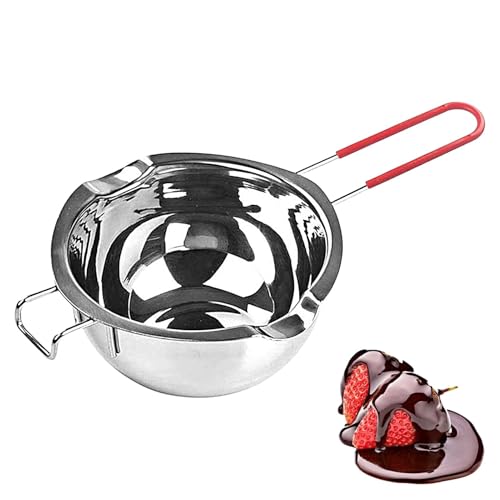 Schokoladenschmelztopf – 400 ml Edelstahlkessel mit doppeltem Ausgießer, Mehrzweck-Schmelztopf für Süßigkeiten, Butter, Schokolade, Kerzenwachs und Käse, ideal zum Backen und Fondue-Herstellung von Generisch