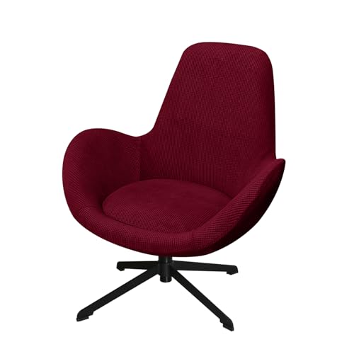 Schonbezug für Drehsessel mit gebogener Rückenlehne, für Wohnzimmer und Schlafzimmer, Stretch-Stoff, leicht zu reinigen und zu installieren, Weinrot von Generisch