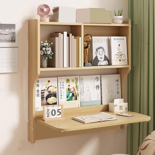 Schreibtisch, klappbar, Massivholz, wandmontiert, mit Stauraum, super Starke Tragkraft, leicht zu reinigen, für kleine Wände, ideal für Schlafzimmer von Generisch