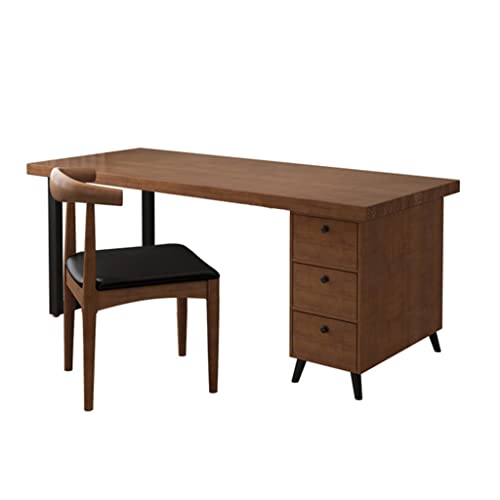 Schreibtisch,Set aus elektrischem Computertisch und Stuhl aus massivem Holz, persönlicher Arbeitstisch, Konferenztisch mit Schubladenschrank von Generisch