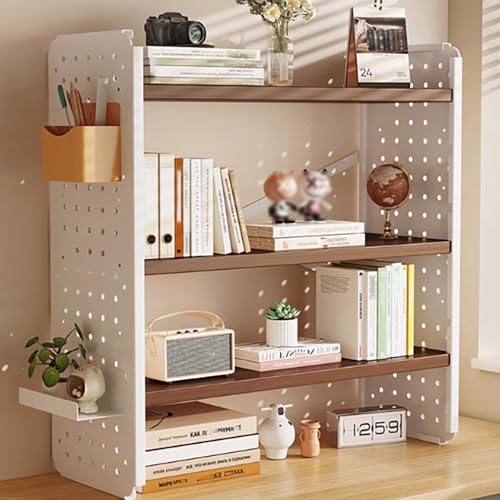 Schreibtisch Bücherregal, Holz Schreibtisch-Organizer-Regal, 3-stöckiges Büro-Aufbewahrungsregal Für Heimbüro Schule Studie(Walnut,23.62x5.9x23.62) von Generisch