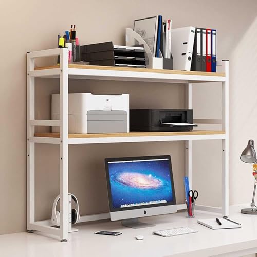 Schreibtisch-Bücherregal/Schreibtisch-Organizer – 2-stöckiger Schreibtisch-Organizer für Computertisch/Schwarz/75 x 24 x 90 cm von Generisch