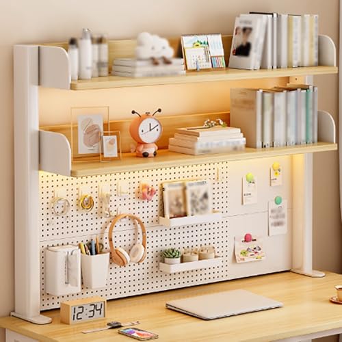 Schreibtisch Bücherregal Mit Lochwand, Aufklemmbares Schreibtischregal Für Computer, 3-stöckiges Organizer-Regal Für Studentenwohnheim(2 Tier,L 108cm/42.52in) von Generisch