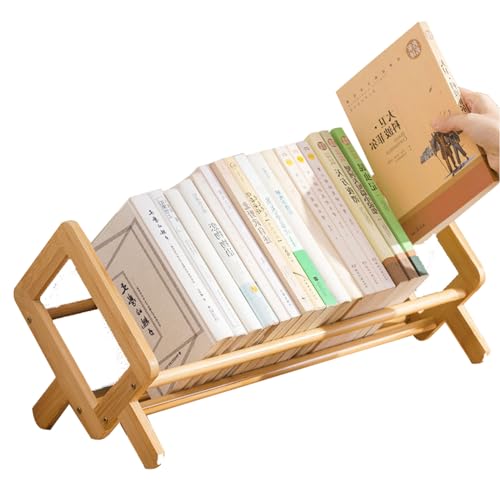 Schreibtisch-Bücherregal aus Bambus – Kompaktes Tisch-Bücherregal und Schreibtisch-Organizer für kleine Räume, Mini-Bücherregal für Zuhause und Büro von Generisch
