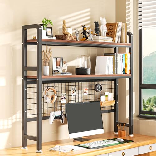 Schreibtisch-Bücherregal aus Holz, 3 Etagen, Organizer für Computerwohnheim und Büro, Mehrzweck-Schreibtischregal mit oberer Ablage Schreibtisch-Bücherregal aus Holz, 3 Etagen, Organizer für Computerwohnheim und Büro, Mehrzweck-Schreibtischregal mit oberer Ablage von Generisch