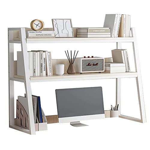 Schreibtisch-Bücherregal aus Holz – 2-stöckiger Stall für Heimbüro – Mehrzweck-Aufbewahrungsregal und Ausstellungsregal für Computertisch (114,3 x 33 x 88,9 cm) – stilvolle Möbellösung von Generisch