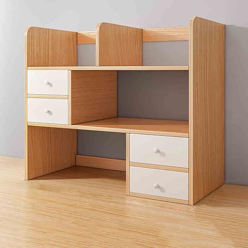 Schreibtisch-Bücherregal aus Holz mit 3 Ebenen, Mehrzweck-Aufbewahrungsregal für Heimbüro und Wohnheim, platzsparender Schreibtischstall Schreibtisch-Bücherregal aus Holz mit 3 Ebenen, Mehrzweck-Aufbewahrungsregal für Heimbüro und Wohnheim, platzsparender Schreibtischstall von Generisch