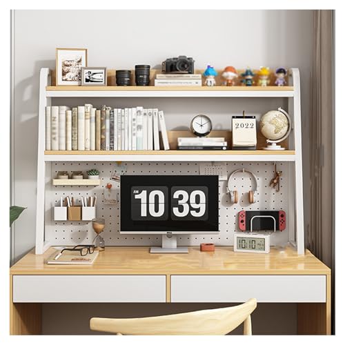 Schreibtisch-Bücherregal mit Seitenschienen und unterteilter Aufbewahrung, erweiterbares Schreibtischregal für Büroaufbewahrung und Präsentation, Gelb (115 x 25 x 90 cm) von Generisch