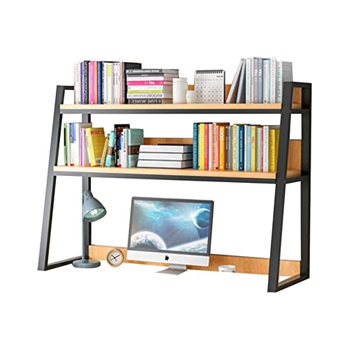 Schreibtisch-Organizer mit Stahlrahmen, 2 Etagen, Schreibtisch-Bücherregal für Zuhause, Büro, Aufbewahrung, schwarzes Ausstellungsregal (55 x 32 x 90 cm) von Generisch